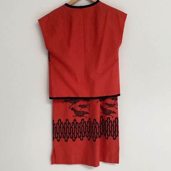 Vintage Harwood Steiger “Six Quail” Silk Screened Cotton Cocktail Party Dress - Picture 3 of 10